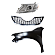 3-Piece Kit Driver Side Halogen Headlight, Without bulb(s), Includes (1) Fender, (1) Grille Assembly, and (1) Headlight