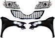 5-Piece Kit Driver and Passenger Side Halogen Headlight, Without bulb(s), Includes (2) Fender, (1) Grille Assembly, and (2) Headlight