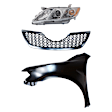 3-Piece Kit Driver Side Halogen Headlight, USA Built Vehicle, Includes (1) Fender, (1) Grille Assembly, and (1) Headlight