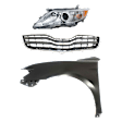 3-Piece Kit Driver Side Halogen Headlight, USA Built Vehicle, Includes (1) Fender, (1) Grille Assembly, and (1) Headlight, CAPA Certified