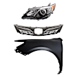 3-Piece Kit Driver Side HID/Xenon Headlight, LE/XLE Models, Without bulb(s), Includes (1) Fender, (1) Grille Assembly, and (1) Headlight