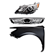 3-Piece Kit Driver Side HID/Xenon Headlight, Without bulb(s), Includes (1) Fender, (1) Grille Assembly, and (1) Headlight