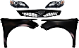 5-Piece Kit Driver and Passenger Side Halogen Headlight, For Models Without Signal Light Hole, Includes (2) Fender, (1) Grille Assembly, and (2) Headlight
