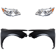 4-Piece Kit Driver and Passenger Side Halogen Headlight, With bulb(s), OE Replacement, CAPA Certified, Includes (2) Fender and (2) Headlight