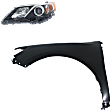 2-Piece Kit Halogen Headlights, With bulb(s), Includes (1) Fender and (1) Headlight, CAPA Certified