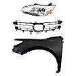 3-Piece Kit Driver Side Halogen Headlight, For Models Without Pre-Collision System, Includes (1) Fender, (1) Grille Assembly, and (1) Headlight