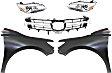 5-Piece Kit Driver and Passenger Side Halogen Headlight, For Models Without Pre-Collision System, Includes (2) Fender, (1) Grille Assembly, and (2) Headlight