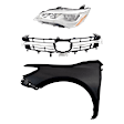 3-Piece Kit Driver Side LED Headlight, For Models Without Pre-Collision System, Includes (1) Fender, (1) Grille Assembly, and (1) Headlight