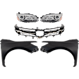 5-Piece Kit, Grille Chrome Shell with Painted Black Insert, For Models With Pre-Collision System, Includes (2) Fender, (1) Grille, and (2) Headlight