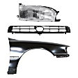 3-Piece Kit, Front, Passenger Side Fender, Includes (1) Fender, (1) Grille, and (1) Headlight