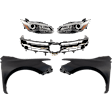 5-Piece Kit, Grille Chrome Shell with Painted Black Insert, For Models With Pre-Collision System, Includes (2) Fender, (1) Grille, and (2) Headlight