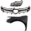 3-Piece Kit Driver Side LED Headlight, For Models With Pre-Collision System, Includes (1) Fender, (1) Grille Assembly, and (1) Headlight
