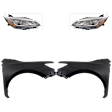 4-Piece Kit Driver and Passenger Side LED Headlight, With bulb(s), OE Replacement, Includes (2) Fender and (2) Headlight