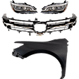 5-Piece Kit Driver and Passenger Side LED Headlight, For Models With Pre-Collision System, Includes (2) Fender, (1) Grille Assembly, and (2) Headlight