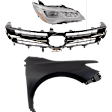 3-Piece Kit Passenger Side LED Headlight, For Models With Pre-Collision System, Includes (1) Fender, (1) Grille Assembly, and (1) Headlight