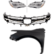 5-Piece Kit Driver and Passenger Side LED Headlight, For Models With Pre-Collision System, Includes (2) Fender, (1) Grille Assembly, and (2) Headlight