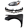 3-Piece Kit Driver Side Halogen Headlight, For Models Without Pre-Collision System, Includes (1) Fender, (1) Grille Assembly, and (1) Headlight