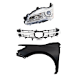 3-Piece Kit Driver Side Halogen Headlight, For Models Without Pre-Collision System, Includes (1) Fender, (1) Grille Assembly, and (1) Headlight, CAPA Certified
