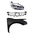3-Piece Kit Passenger Side LED Headlight, For Models Without Pre-Collision System, Includes (1) Fender, (1) Grille Assembly, and (1) Headlight, CAPA Certified