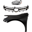3-Piece Kit, Grille Chrome Shell with Painted Black Insert, For Models With Pre-Collision System, Includes (1) Fender, (1) Grille, and (1) Headlight