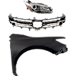 3-Piece Kit, Grille Chrome Shell with Painted Black Insert, For Models With Pre-Collision System, Includes (1) Fender, (1) Grille, and (1) Headlight