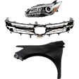 5-Piece Kit, Grille Chrome Shell with Painted Black Insert, For Models With Pre-Collision System, Includes (2) Fender, (1) Grille, and (2) Headlight