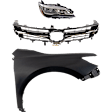 3-Piece Kit Passenger Side LED Headlight, For Models With Pre-Collision System, Includes (1) Fender, (1) Grille Assembly, and (1) Headlight, CAPA Certified