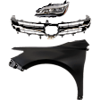 3-Piece Kit Driver Side LED Headlight, For Models With Pre-Collision System, Includes (1) Fender, (1) Grille Assembly, and (1) Headlight, CAPA Certified