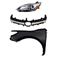 3-Piece Kit Driver Side Halogen Headlight, For Models Without Pre-Collision System, Includes (1) Fender, (1) Grille Assembly, and (1) Headlight, CAPA Certified
