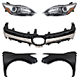 5-Piece Kit Driver and Passenger Side Halogen Headlight, For Models Without Pre-Collision System, Includes (2) Fender, (1) Grille Assembly, and (2) Headlight, CAPA Certified
