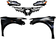 5-Piece Kit Driver and Passenger Side LED Headlight, Includes (2) Fender, (1) Grille Assembly, and (2) Headlight, CAPA Certified