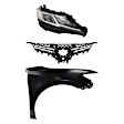 3-Piece Kit Passenger Side LED Headlight, Includes (1) Fender, (1) Grille Assembly, and (1) Headlight, CAPA Certified