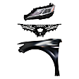 3-Piece Kit Driver Side LED Headlight, Includes (1) Fender, (1) Grille Assembly, and (1) Headlight, CAPA Certified