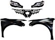5-Piece Kit Driver and Passenger Side LED Headlight, Includes (2) Fender, (1) Grille Assembly, and (2) Headlight, CAPA Certified