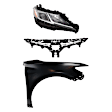3-Piece Kit Passenger Side LED Headlight, Includes (1) Fender, (1) Grille Assembly, and (1) Headlight, CAPA Certified