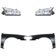 4-Piece Kit, Front, Driver and Passenger Side Fender, Includes (2) Fender and (2) Headlight
