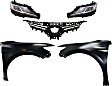 5-Piece Kit Driver and Passenger Side LED Headlight, Includes (2) Fender, (1) Grille Assembly, and (2) Headlight, CAPA Certified