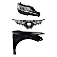 3-Piece Kit Passenger Side LED Headlight, With bulb(s), OE Replacement, Includes (1) Fender, (1) Grille Assembly and (1) Headlight