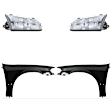 4-Piece Kit Driver and Passenger Side Halogen Headlight, With bulb(s), OE Replacement, CAPA Certified, Includes (2) Fender and (2) Headlight