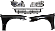 5-Piece Kit Driver and Passenger Side Halogen Headlight, Includes (2) Fender, (1) Grille Assembly, and (2) Headlight, CAPA Certified