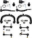 14-Piece Kit Front, Driver and Passenger Side, Upper Control Arm Kit, Includes (4) Ball Joint, (2) Control Arm, (4) Sway Bar Link, and (4) Tie Rod End