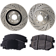 2-Wheel Set Front Brake Disc and Pad Kit, Cross-drilled and Slotted 5 Lugs 299.97 mm Ceramic Pro-Line Series, Includes (1) Brake Pad Set and (2) Brake Disc