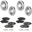 2-Wheel Set Rear Brake Disc and Pad Kit, Cross-drilled and Slotted 330.96 mm Ceramic Pro-Line Series, Includes (2) Brake Disc and (1) Brake Pad Set