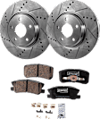2-Wheel Set Rear Brake Disc and Pad Kit, Cross-drilled and Slotted 302 mm Ceramic Pro-Line Series, Includes (2) Disc and (1) Pad Set