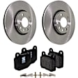 2-Wheel Set Rear Brake Disc and Pad Kit, Plain Surface 5 Lugs 299.97 mm Organic Pro-Line Series, Includes (2) Brake Disc and (1) Brake Pad Set