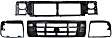 4-Piece Kit Header Panel, includes Grille, Header Panel, and Headlight Doors