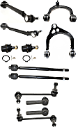 12-Piece Kit Front, Driver and Passenger Side, Upper and Lower, Forward Control Arm Kit, Includes (4) Control Arm, (2) Sway Bar Link, (4) Tie Rod End and (2) Ball Joint