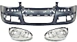 3-Piece Kit Driver and Passenger Side Halogen Headlight, With bulb(s), OE Replacement, Includes (1) Bumper Cover and (2) Headlight