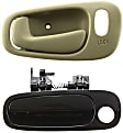 2-Piece Kit Front and Rear, Driver Side Exterior Door Handle Kit, Smooth Black, With Key Hole, Fits Models With Power Door Locks, Includes (1) Exterior Door Handle and (1) Interior Door Handle