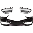 2018 Acura TLX - 3-Piece Kit Driver and Passenger Side LED Headlight, With bulb(s), For Models Without Logo, Clear Lens, Sedan, Includes (2) Headlight and (1) Bumper Cover